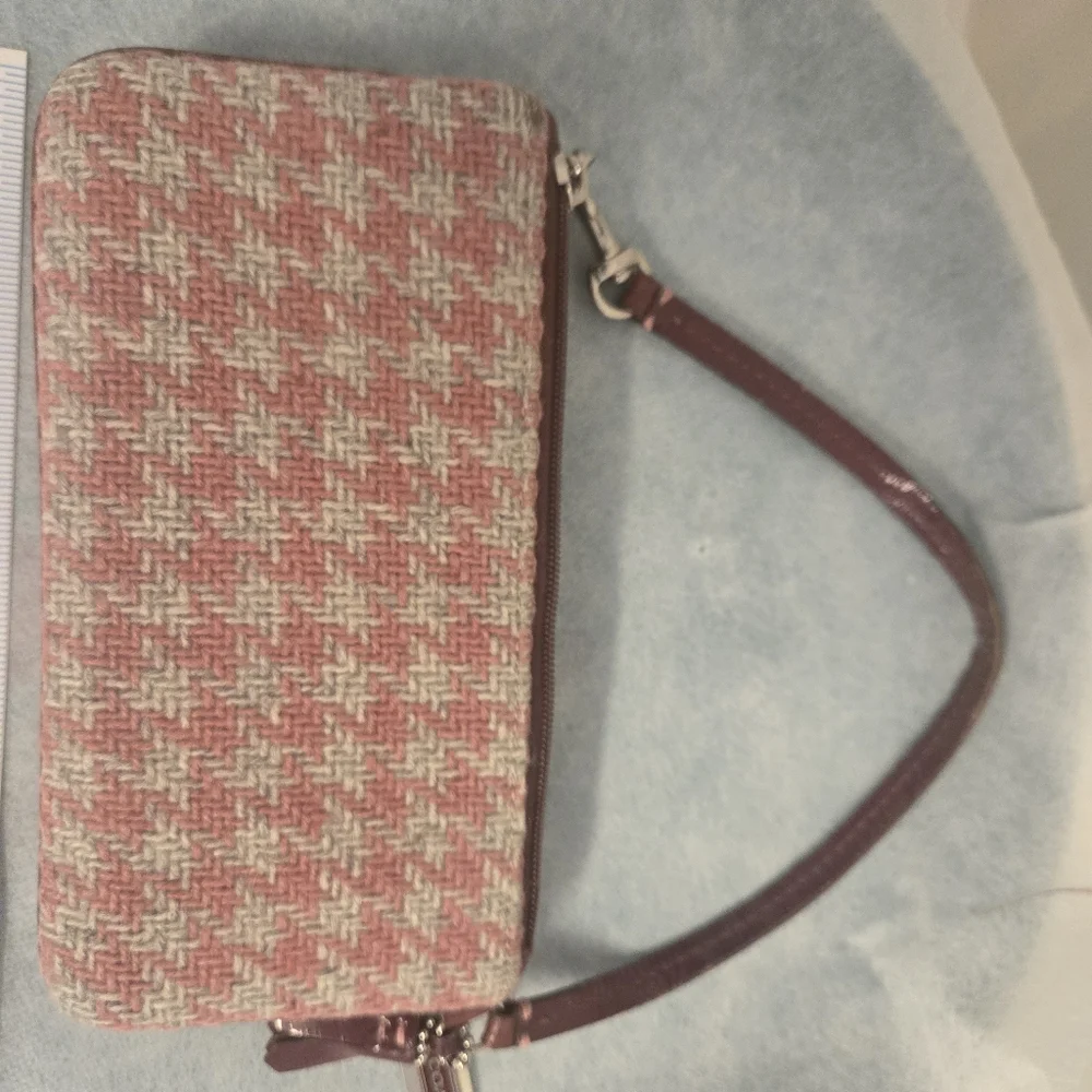 Coach Burgundy and Tweed Wristlet -used - Picture 6 of 16